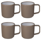 ABS Camping Tassenset non-slip elegante Farben 4 Tassen je 350 ml - braun weiß Campinggeschirr Geschirr Personen Picknick Camping Outdoor